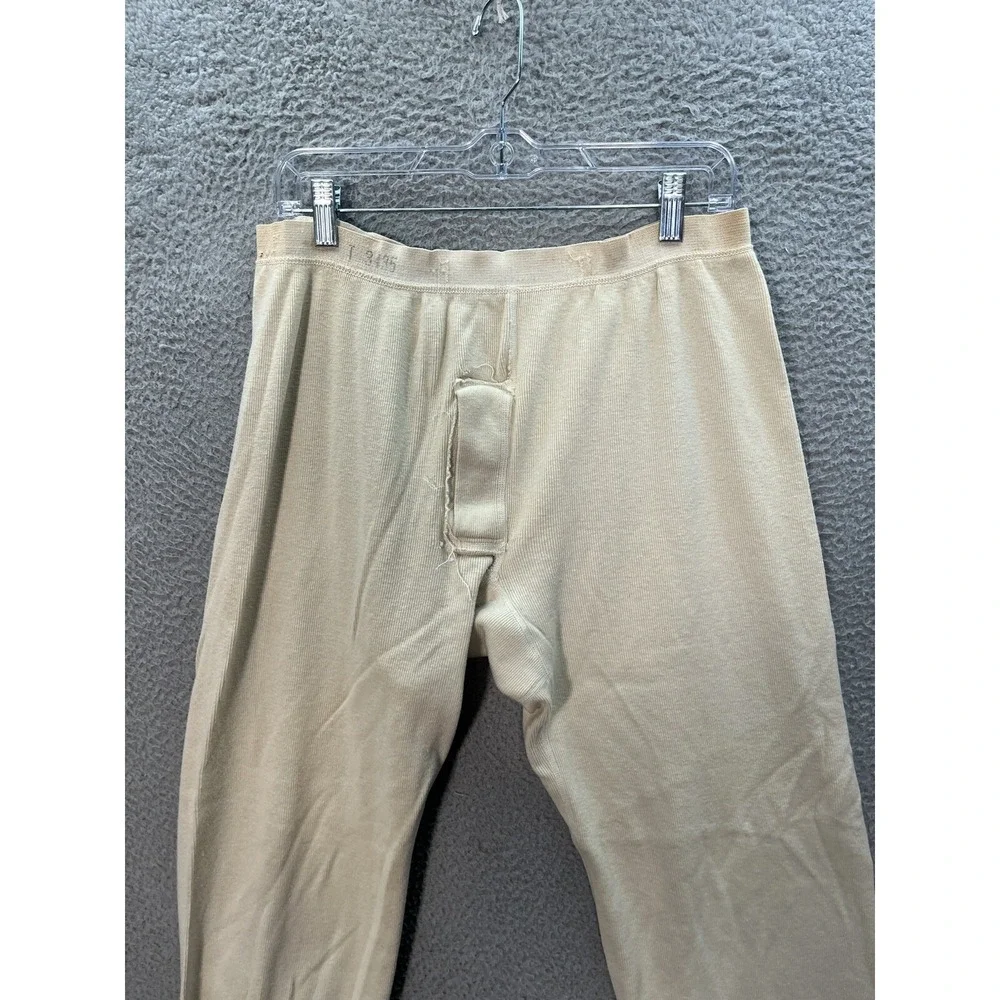 Vintage Military Long Johns‎ Mens 34x26 Tan Wool Blend Thermals Army 1950s *